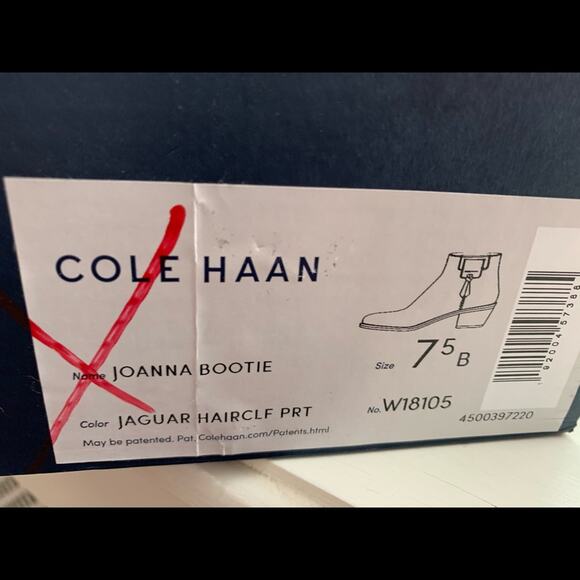 Cole Haan Jaguar Animal print Calf Hair Ankle Booties Boots 7.5 - Picture 7 of 9